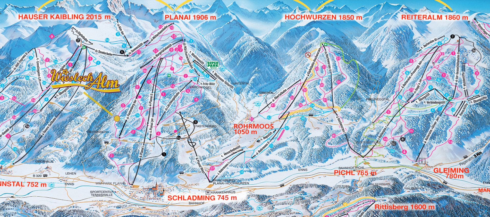 Lage Skihütte Wieslechalm, Planai